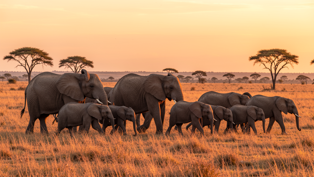 African elephants in natural habitat