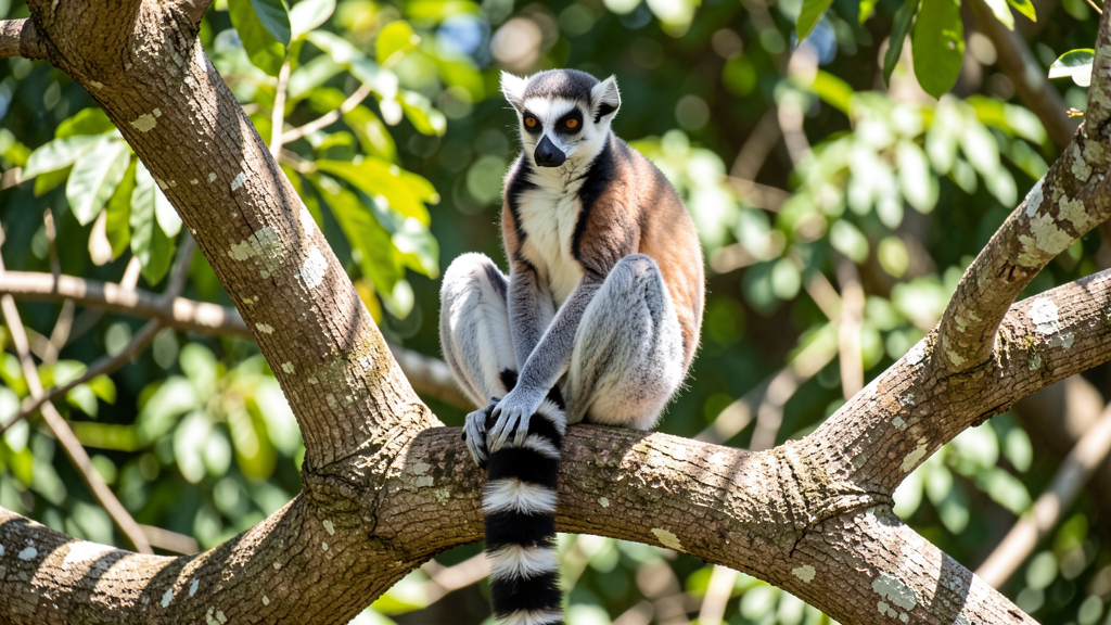 Ring-tailed lemur on branch