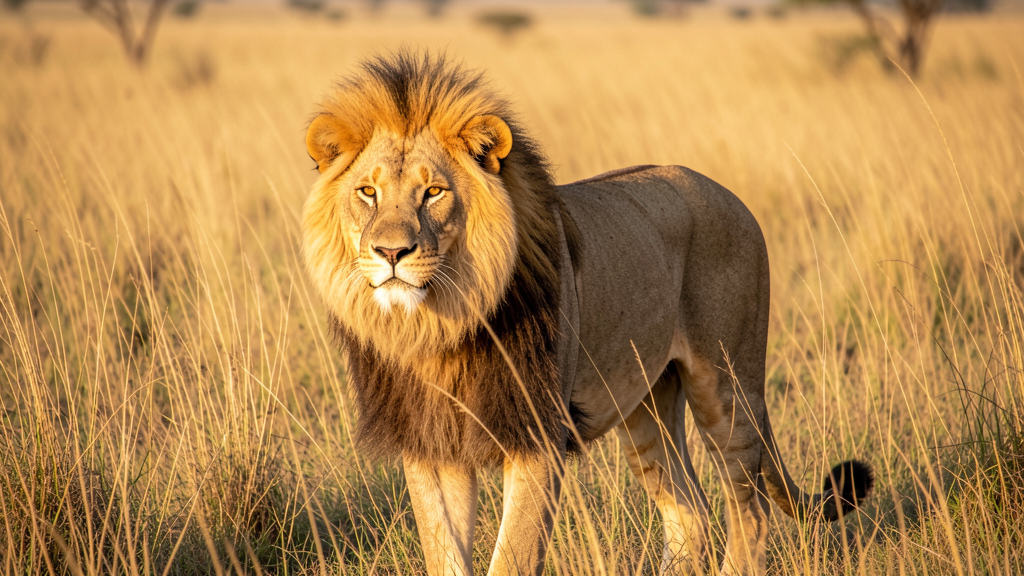 African lion in savanna